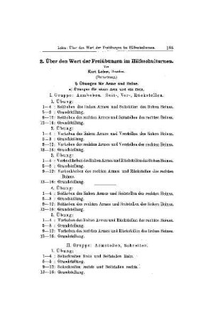 Über den Wert der Freiübungen im Hilfsschulturnen : (Fortsetzung)