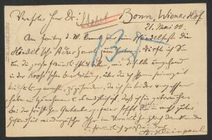 Brief an Ludwig Strecker  und B. Schott's Söhne : 21.05.1900