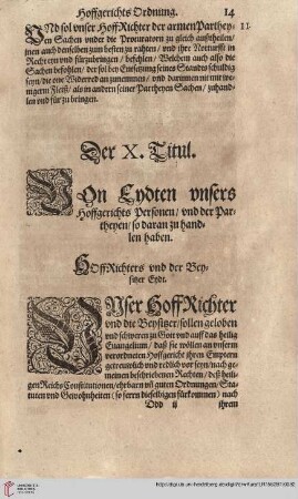 Titul X. Von Eydten unsers Hoffgerichts Personen