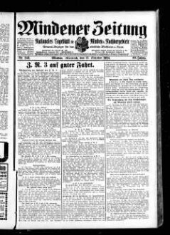 Mindener Zeitung : nationales Tageblatt für Minden u. Nachbargebiete : General-Anzeiger für den nördl. Reg.-Bezirk Minden