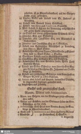 Sechs und zwanzigstes Fach, Alaune, Vitriol und Antimonium
