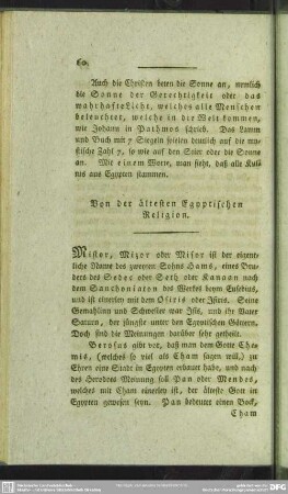 Von der ältesten Egyptischen Religion