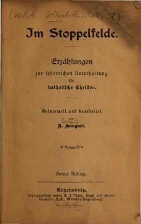 Im Stoppelfelde : Erzählungen zur lehrreichen Unterhaltung für katholische Christen