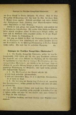 Satzungen des Deutschen Evangelischen Schulvereins