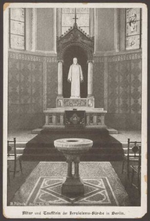 Ansichtskarte „Altar und Taufstein der Jerusalems-Kirche in Berlin“