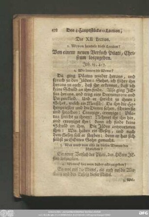 Die XII Lection. Von einem neuen Versuch Pilati, Christum loszugeben.