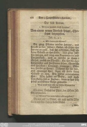 Die XII Lection. Von einem neuen Versuch Pilati, Christum loszugeben.