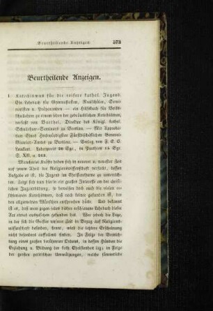 Beurtheilende Anzeigen