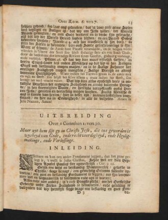 Uitbreiding Over I Corinthen I: vers 30.