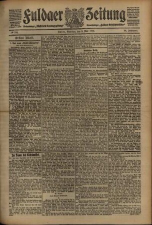 Erste Ausgabe vom Samstag, den 08. Mai 1909.