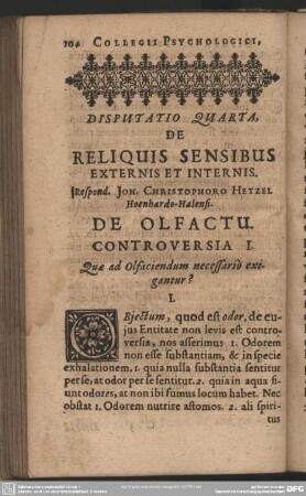 Disputatio Quarta, De Reliquis Sensibus Externis Et Internis