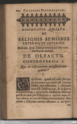 Disputatio Quarta, De Reliquis Sensibus Externis Et Internis