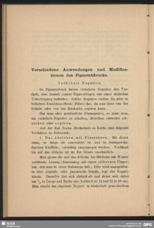 IV. Verschiedene Anwendungen und Modificationen des Pigmentdrucks