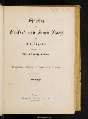 Märchen der Tausend und einen Nacht : für die Jugend