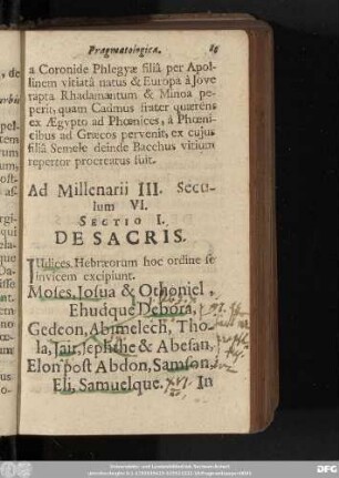 Sectio I. De Sacris.