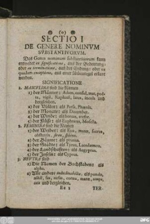 Sectio I De Genere Nominum Substantivorum.