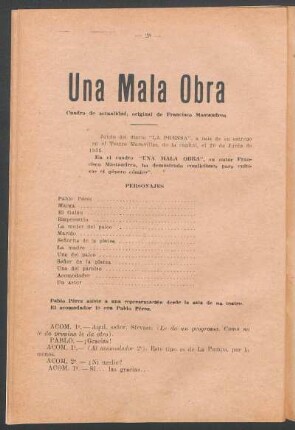 Una mala obra : cuadro de actualidad