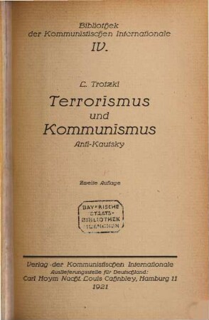 Terrorismus und Kommunismus : Anti-Kautsky