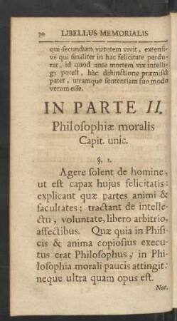 In Parte II. Philosophiae moralis