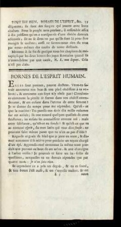 Bornes De L'Esprit Humain