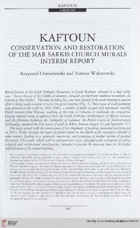 16: Kaftoun : conservation and restoration of the Mar Sarkis church murals interim report