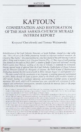 16: Kaftoun : conservation and restoration of the Mar Sarkis church murals interim report