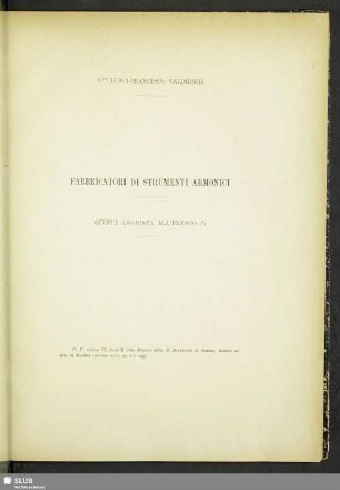 Fabbricatiori Di Strumenti Armonici. Quinta Aggiunta All´ Elenco