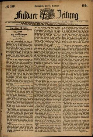 Ausgabe vom Samstag, den 27. Dezember 1884.