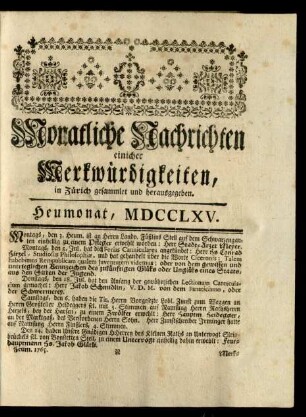 Heumonat, MDCCLXV