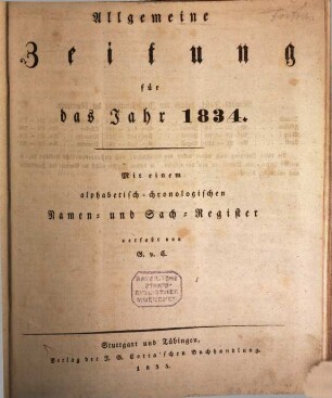 Allgemeine Zeitung. 1834, 1 - 3