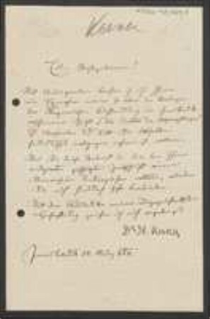 Brief von Anton Kerner von Marilaun an Unbekannt