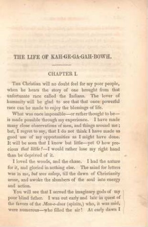 Chapter I. [Early life; woods; gods; Ojebwa Nation, &c.]