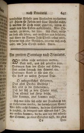 Am zweiten Sonntage nach Trinitatis.