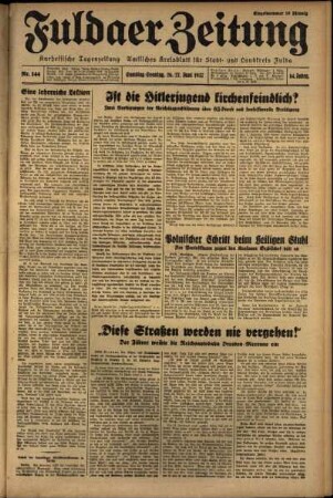 Erste Ausgabe vom Samstag, den 26. Juni 1937.