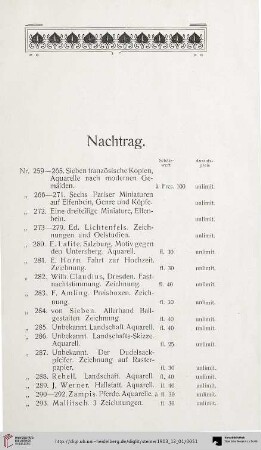 Nachtrag (Nr. 259-396)