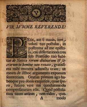 Diss. epist. de notitia rerum divinarum et sacrarum in irregenito, ad virum summe reverendum Ioannem Fechtium ...