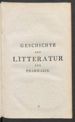 Geschichte und Litteratur Der Pharmazie