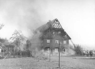 Türchau. Brand eines Wohnstallhauses