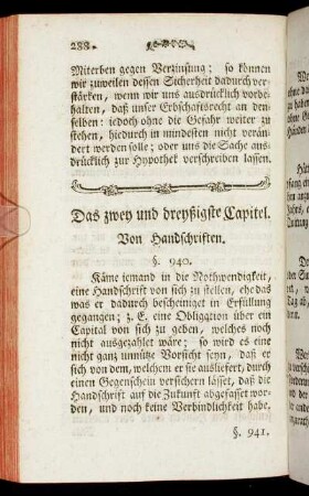 Das zwey und dreyßigste Capitel. Von Handschriften.