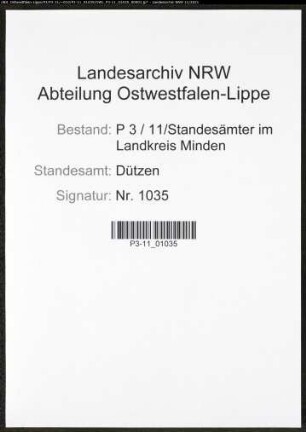 Heiratsregister Standesamt Dützen