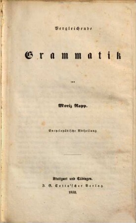 Grundriß der Grammatik des indisch-europäischen Sprachstammes, 1. Vergleichende Grammatik : encyclopädische Abtheilung