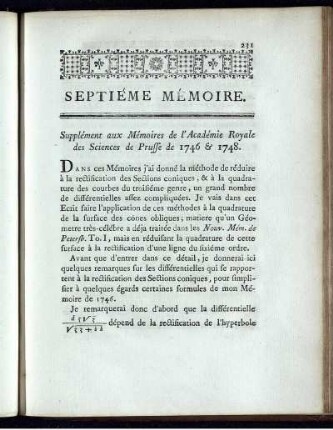 Septiéme Mémoire.
