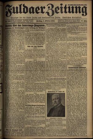 Erste Ausgabe vom Freitag, den 03. Oktober 1930.
