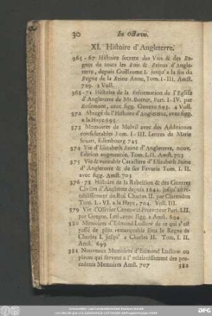 XI. Histoire d'Angleterre.