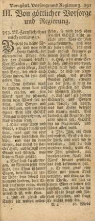 III. Von göttlicher Vorsorge und Regierung