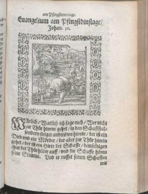 Euangelium am Pfingstdinstage/ Johan. 10.