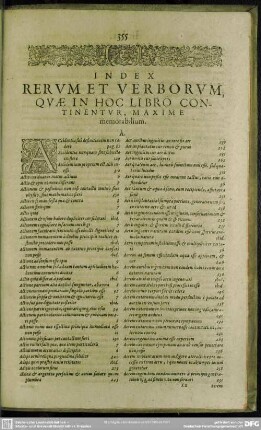 Index Rerum Et Verborum In Hoc Libro Continentur, Maxime memorabilium