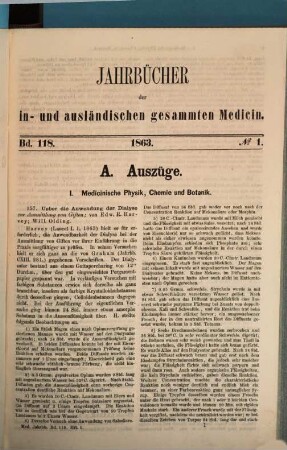 Schmidt's Jahrbücher der in- und ausländischen gesammten Medicin. 118. 1863