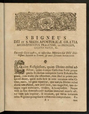 Sbigneus Dei et S. Sedis apostolicae gratia...