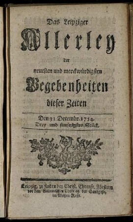 Den 31 Decembr. 1754. Drey und funftzigstes Stück.